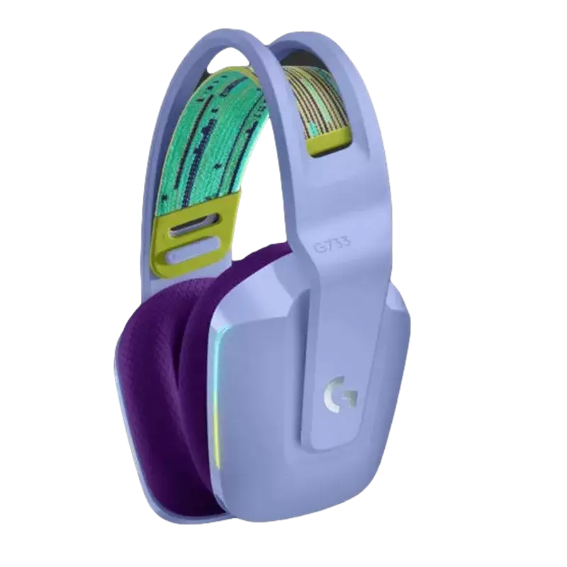 אוזניות גיימינג אלחוטיות מבית LOGITECH דגם G733 LIGHTSPEED RGB HEADSET בצבע סגול