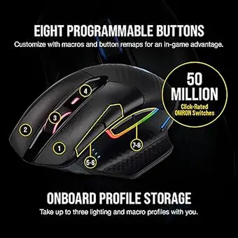 עכבר גיימינג אלחוטי Corsair DARK CORE RGB PRO Wireless שחור תמונה 3