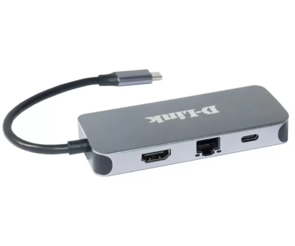 מפצל - תחנת עגינה - D-LINK Type-C TO RJ45/HDMI/USB3.0