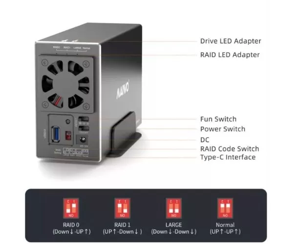 מארז חיצוני ל-2 דיסקים MAIWO HDD 3.5 DUAL BAY USB3.2 RAID תמונה 2