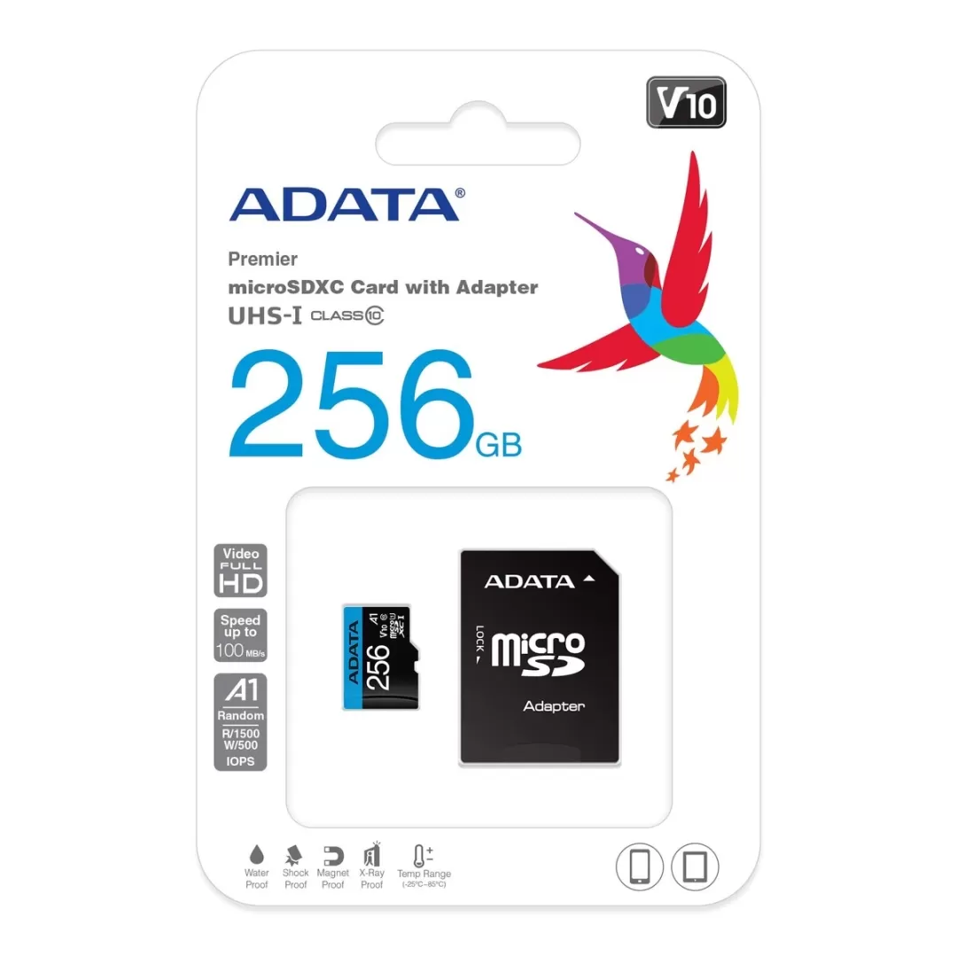 כרטיס זיכרון ADATA Micro SDXC 256GB W/1 ADAPTER Class 10 תמונה 2