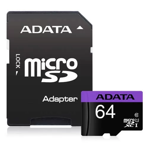כרטיס זיכרון ADATA Micro SDXC 64GB W/1 ADAPTER Class 10 תמונה 2