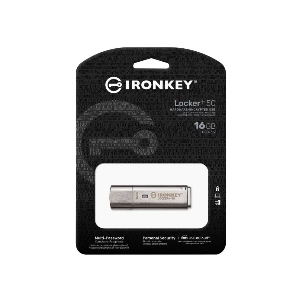 זכרון נייד Kingston IronKey Locker+ 50 XTS-AES 16GB Encrypted USB 3.2 תמונה 3