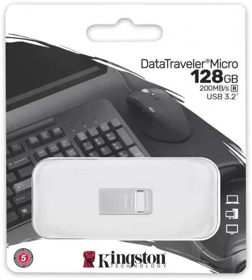 אחסון חיצוני 128GB DataTraveler Micro 200MB/s Metal USB 3.2 Gen 1 תמונה 3