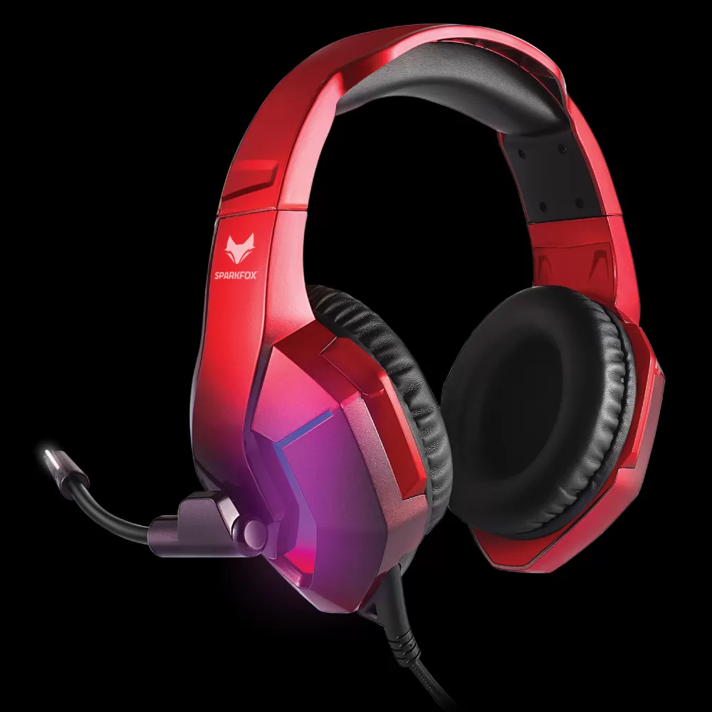 אוזניות ספארקפוקס H1 RED עם תאורת RGB מתחלפת תמונה 2