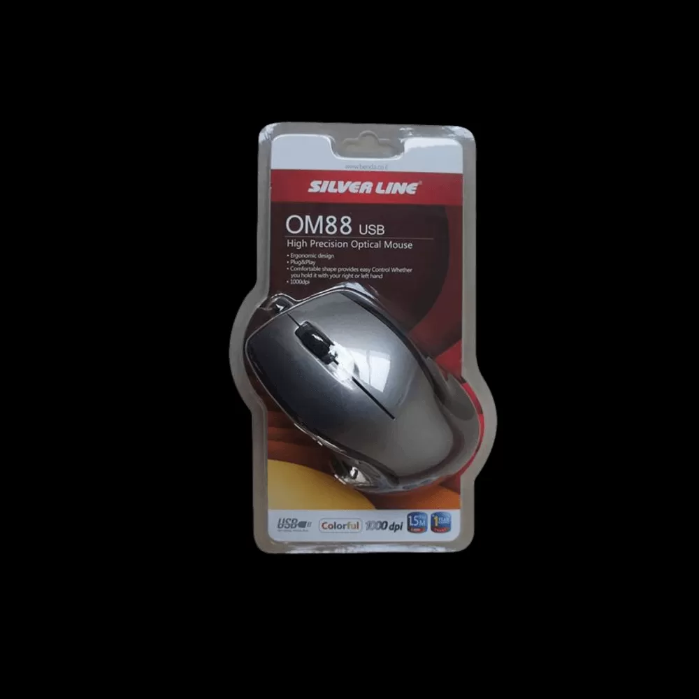 עכבר חוטי Silver Line OM88 USB בצבע אפור