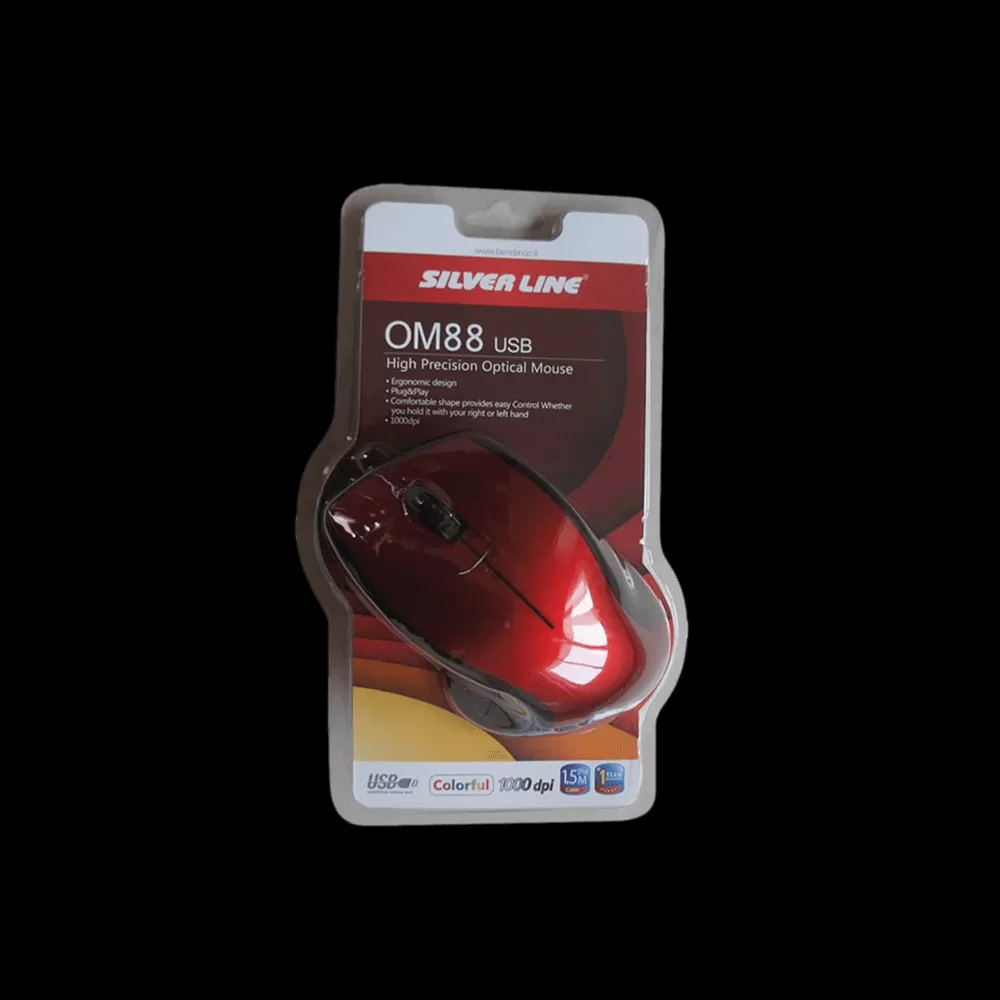 עכבר חוטי Silver Line OM88 USB בצבע אדום