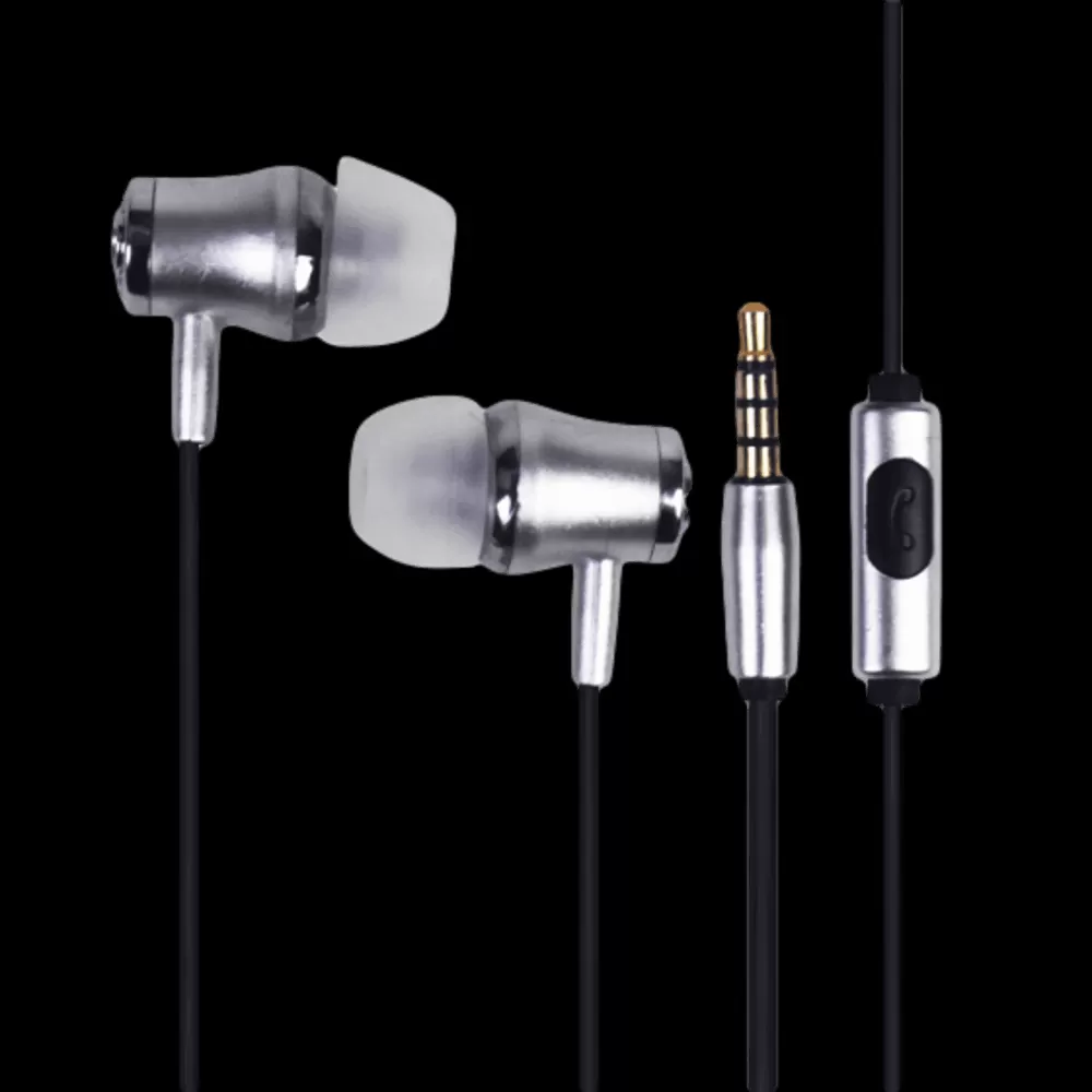 אוזניות חוטיות + מיקרופון Sliver Line FDH-105 – כסף