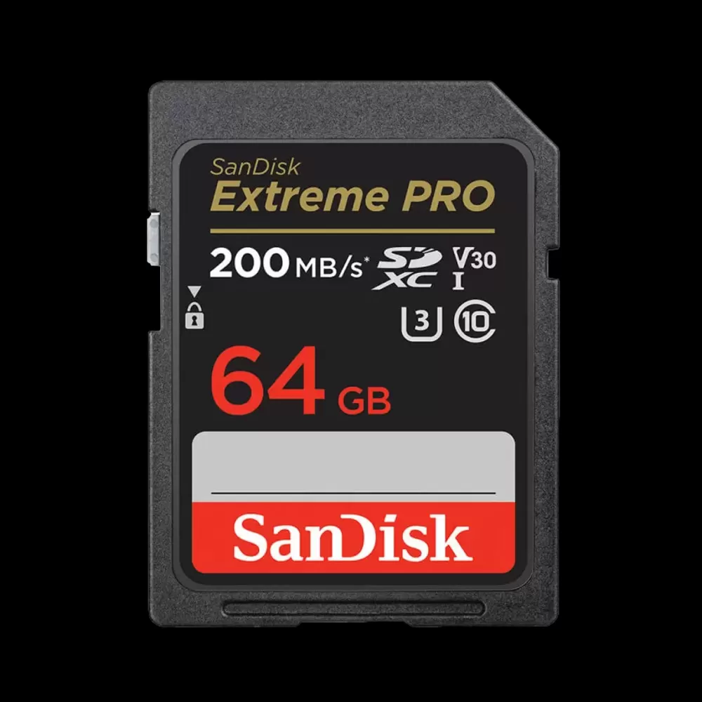 כרטיס זיכרון בנפח 64GB S.D EX PRO 4K 200S V30 מבית SANDISK