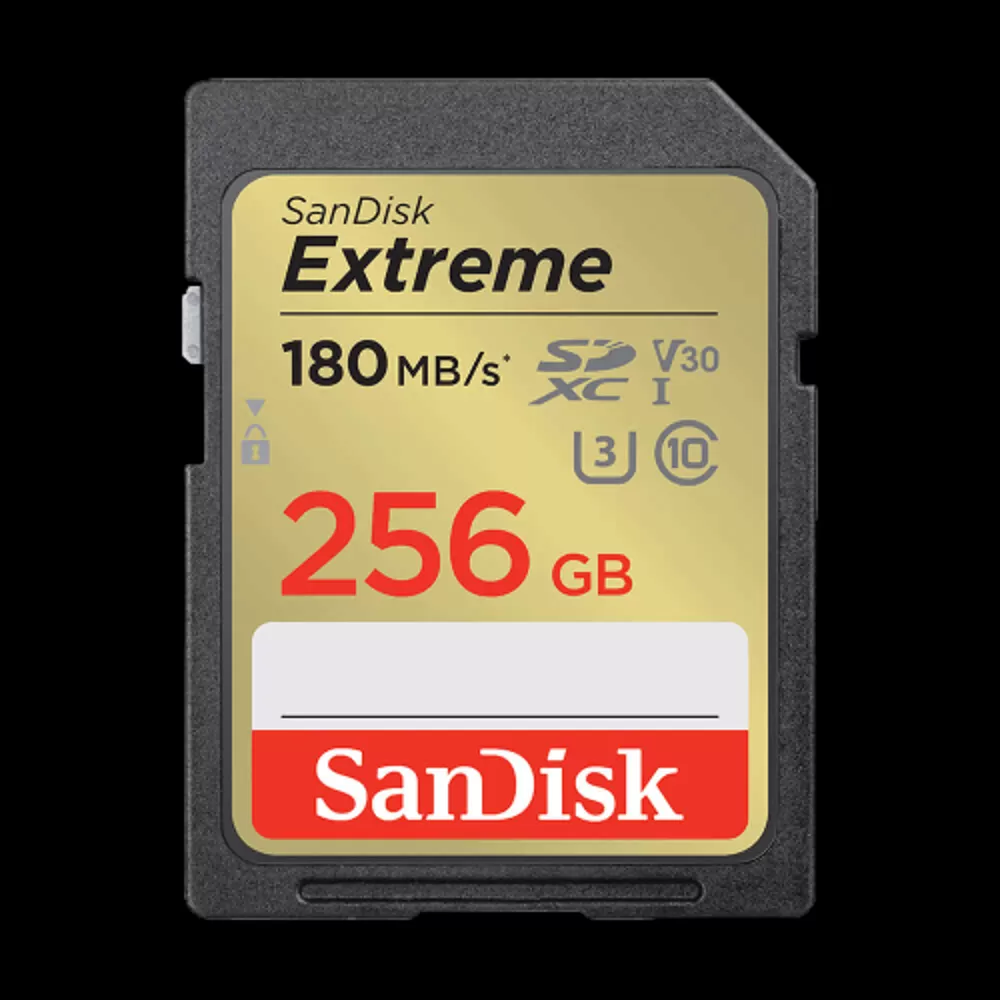 כרטיס זיכרון בנפח 256GB S.D EX 4K 180S V30 מבית SANDISK GOLD