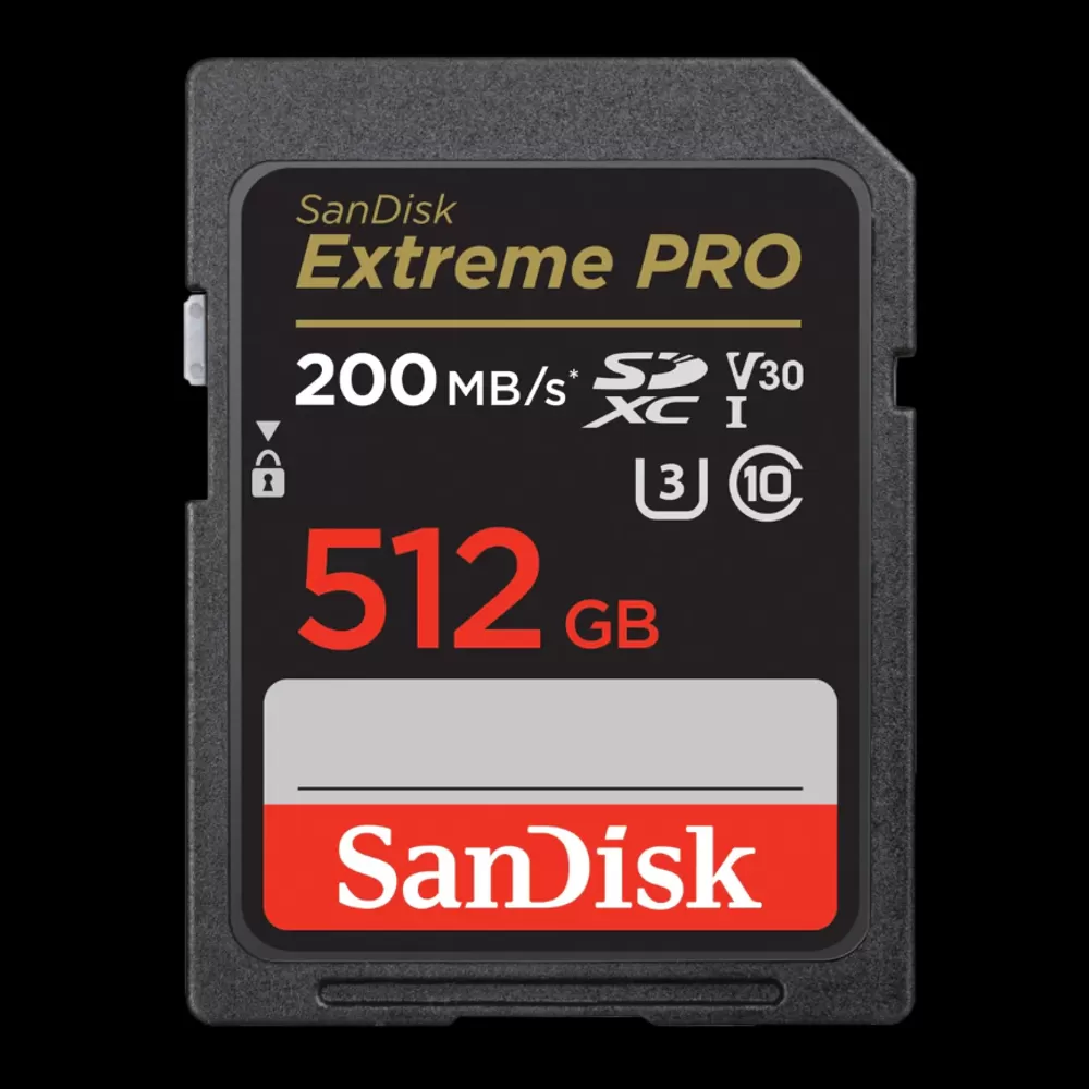 כרטיס זיכרון בנפח 512GB S.D EX PRO 4K 200S מבית SANDISK