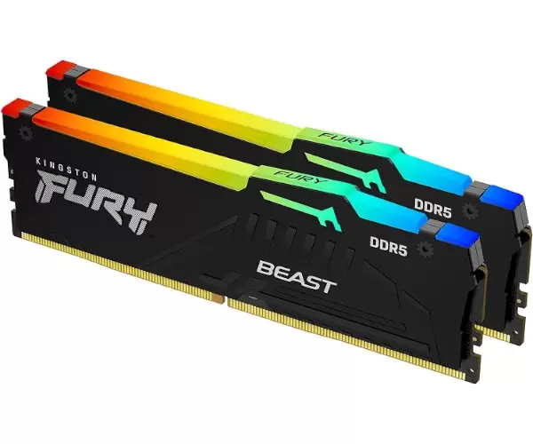 זיכרון לנייח Kingston Fury Beast BLACK RGB 64GB 2X32GB DDR5 6K Mhz C36