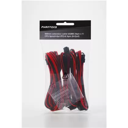 PHANTEKS EXTENSION CABLE PS COMBO PACK 500MM BLACK/RED תמונה 2
