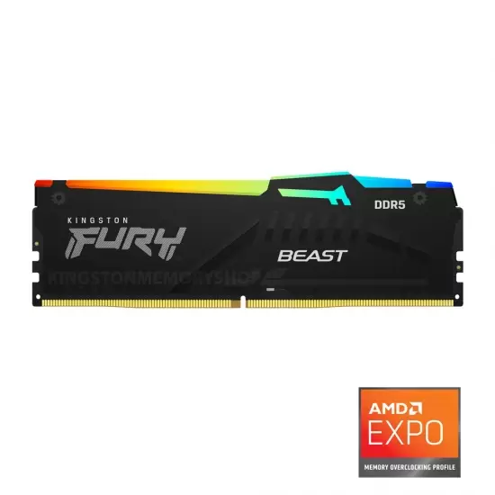 זיכרון לנייח KINGSTON 16GB 5200MT/s DDR5 CL36 DIMM FURY Beast RGB EXPO