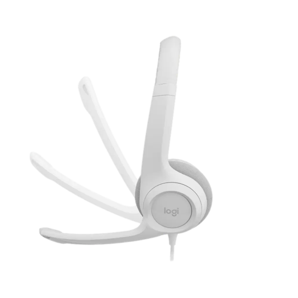 אוזניות עם מיקרופון וחיבור USB Logitech H390 – צבע לבן תמונה 2