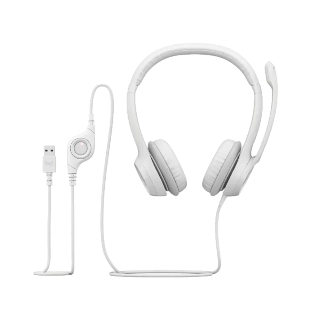 אוזניות עם מיקרופון וחיבור USB Logitech H390 – צבע לבן תמונה 4