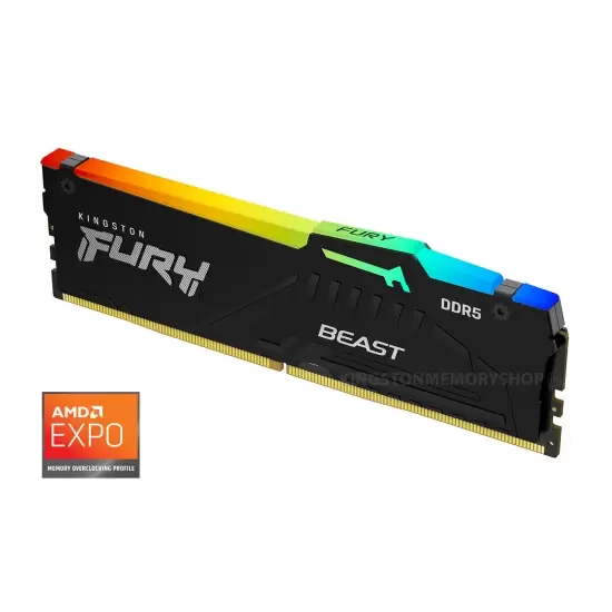 זכרון Kingston 16GB 6000MT/s DDR5 CL36 FURY Beast RGB EXPO תמונה 2
