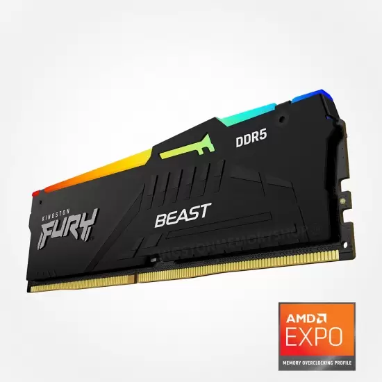 זכרון Kingston 16GB 6000MT/s DDR5 CL36 FURY Beast RGB EXPO תמונה 3
