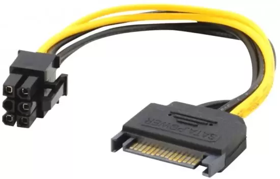 כבל חשמל 15Pin SATA זכר ל- PCIe 6Pin נקבה Gold Touch