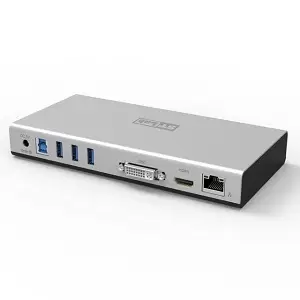 תחנת עגינה STLab USB3.1 C Hub + HDMI + DVI + G LAN + CR Docking Station תמונה 2