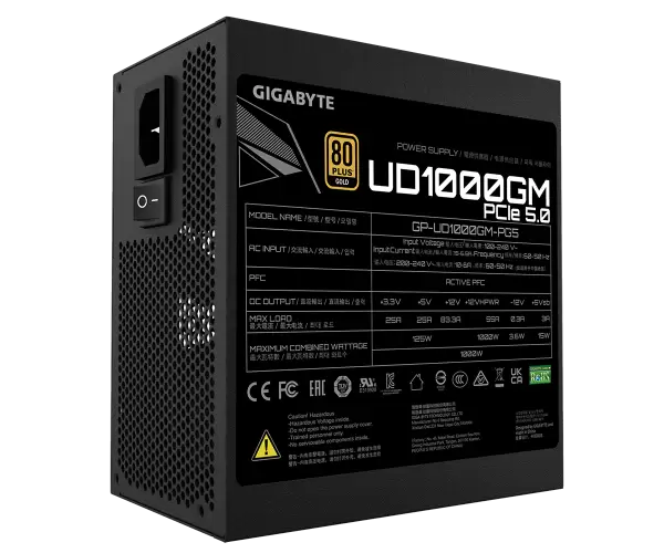 ספק כוח Gigabyte UD1000GM PG5 1000W PCIE 5.0 ready 80 PLUS Gold