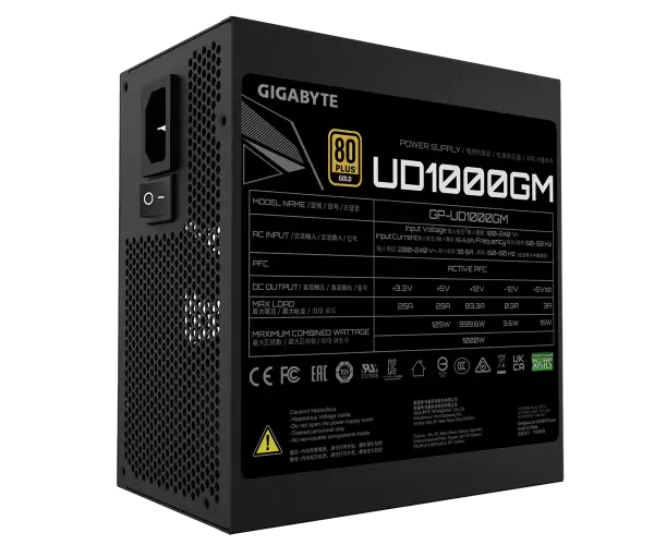 ספק כוח Gigabyte UD1000GM PG5 1000W PCIE 5.0 ready 80 PLUS Gold תמונה 3