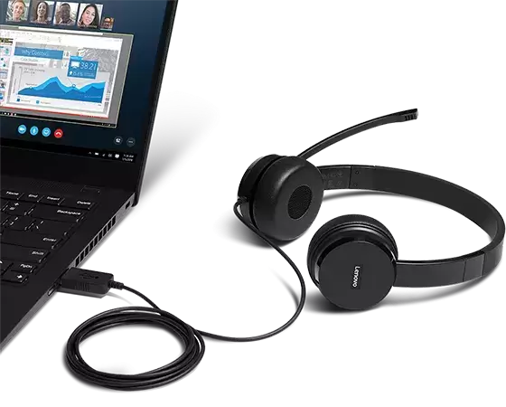 אוזניות Lenovo 100 Stereo USB Headset