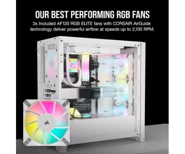 מארז CORSAIR iCUE 4000D RGB AIRFLOW Mid Tower White לבן תמונה 2