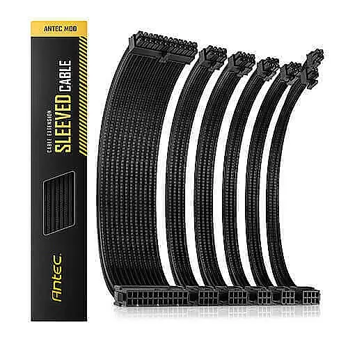 סט כבלים מאריכים Antec PSU Sleeved Ext Cable Kit-Black