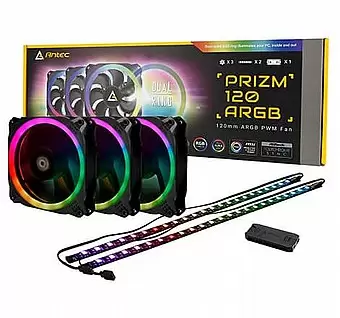 קירור למארז Antec Prizm KIT 3X120mm RGB fan+2xStrips+Cont