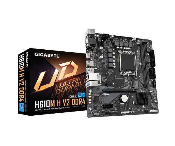 לוח לאינטל דור 12 Gigabyte H610M H DDR4 V2 REV1.0 VGA HDMI