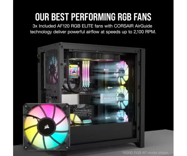 מארז Corsair iCUE 5000D RGB AIRFLOW Mid-Tower 3x AF120 ELITE שחור תמונה 2