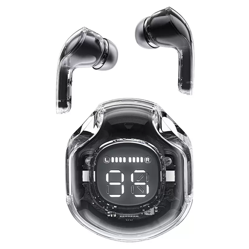 אוזניות בלוטוס Acefast T8 Crystal Bright Black earbuds שחור