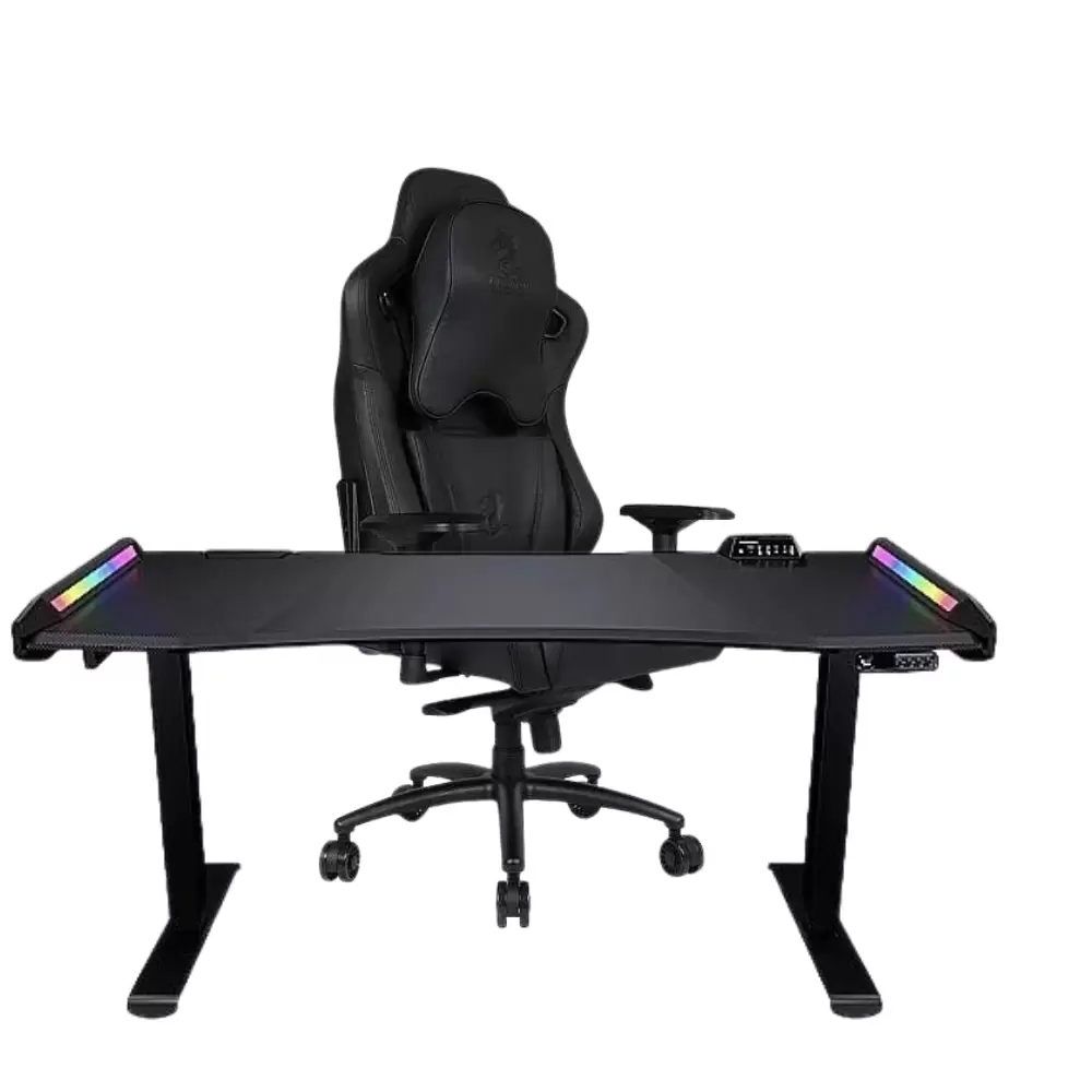 עמדת גיימינג יוקרתית לגיימרים - כיסא גיימינג דרגון שחור Dragon GT DLX + שולחן לגיימרים COUGAR E-MARS 150 Electric Standing Gamging Desk RGB