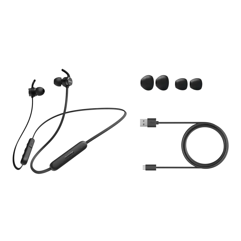 אוזניות כפתור אלחוטיות PHILIPS In-ear wireless headphones בצבע שחור תמונה 3