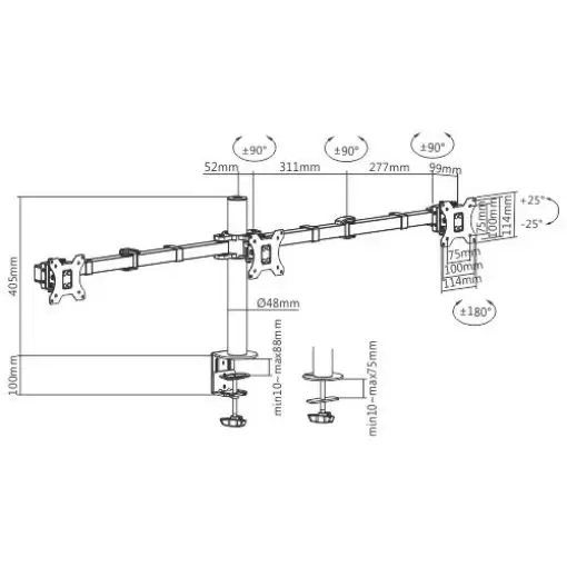 ‏מתקן תליה למסכי מחשב LDT33-C036 Audio Line תמונה 3