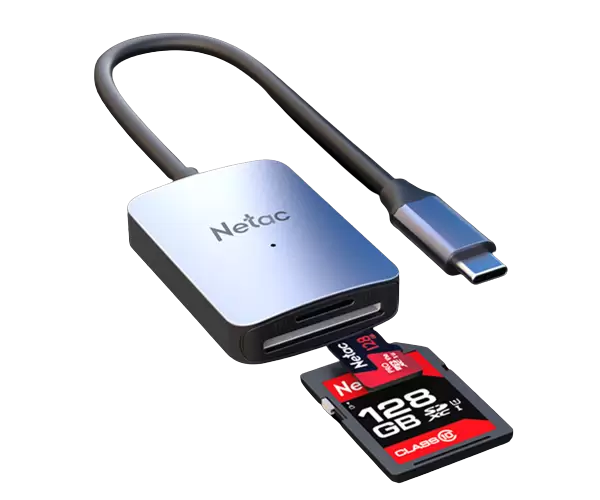 קורא כרטיסים Netac Memory card Reader WK12 usb 3.0 Type-C mSD/SD תמונה 3