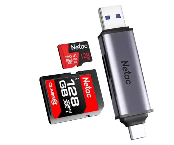קורא כרטיסים Netac Card READER WK13 USB3.0+TYPE-C Msd/SD