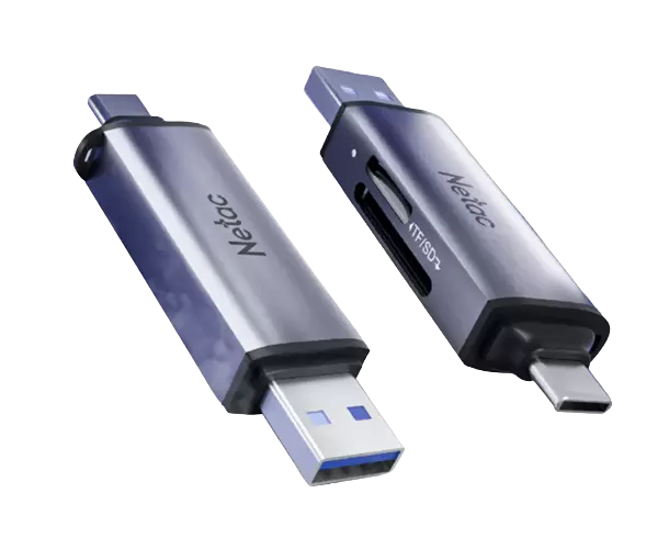 קורא כרטיסים Netac Card READER WK13 USB3.0+TYPE-C Msd/SD תמונה 2