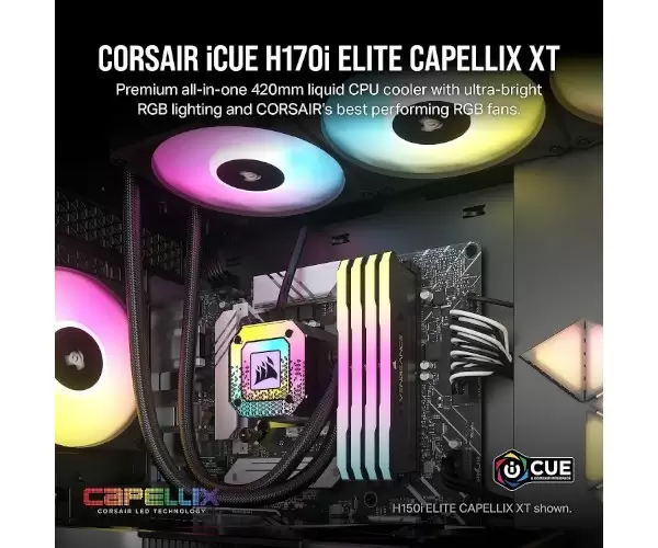 קירור נוזלי משולש Corsair iCUE H170i Elite CAPELLIX XT 420mm תמונה 3