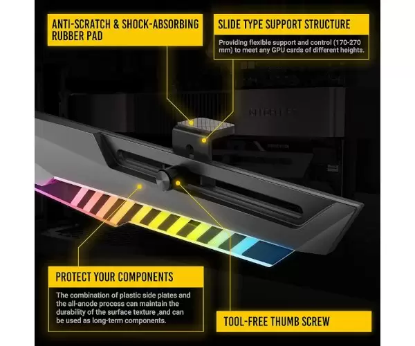 תומך לכרטיס מסך ANTEC GPU Holder Dagger Black RGB תמונה 2