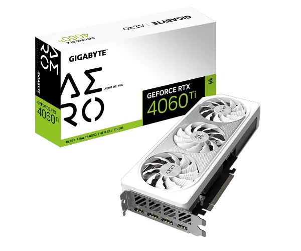 כרטיס מסך Gigabyte RTX 4060 Ti AERO OC 16GB White