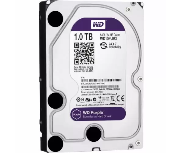 דיסק קשיח פנימי לנייח WD 1TB Purple 5400rpm 64MB 3.5 תמונה 2