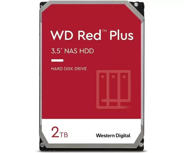 דיסק פנימי WD Red Plus NAS 2TB HDD 5400RPM 256MB Cache SATA III תמונה 2