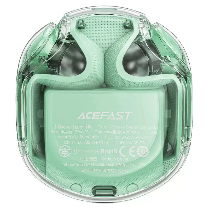 ACEFAST T8 Crystal Mint Green Bluetooth Earbuds - אוזניות אלחוטיות ירוק תמונה 2