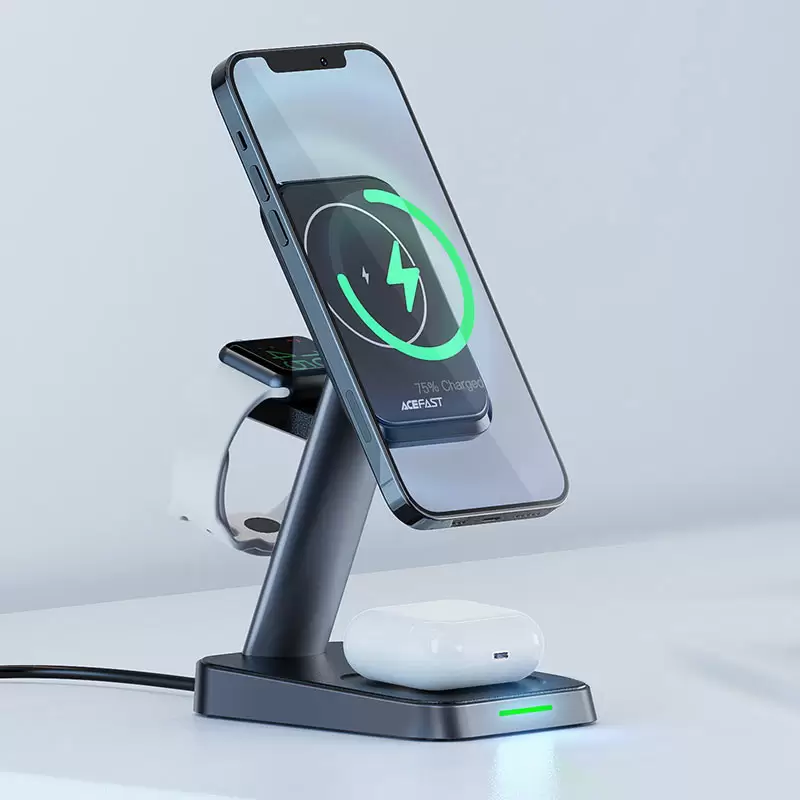 E3 desktop three-in-one wireless charging stand תמונה 2
