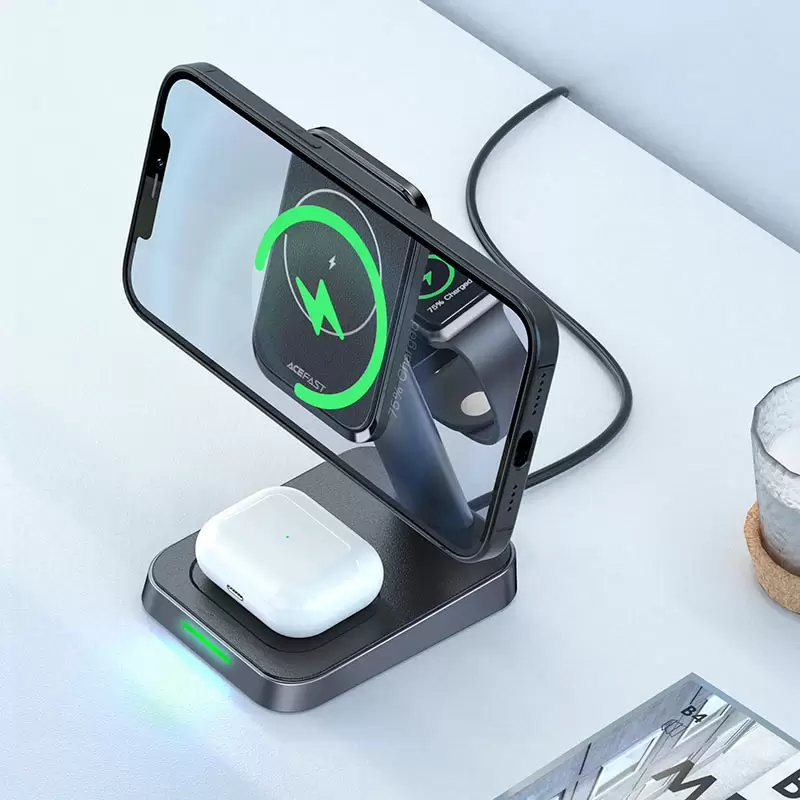 E3 desktop three-in-one wireless charging stand תמונה 5