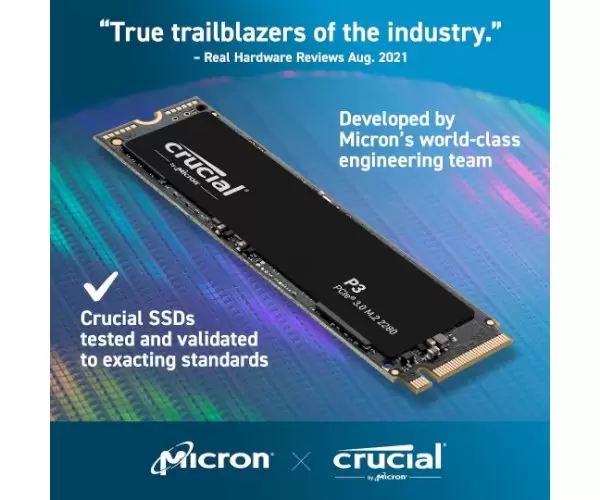 דיסק פנימי Crucial P3 2TB PCIe NVME 3.0 3D Nand Up To 3500MB/s תמונה 3