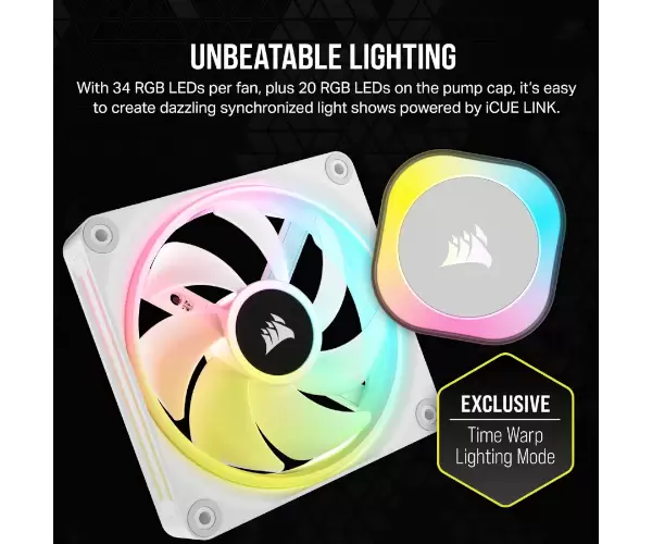 קירור נוזלי לבן Corsair iCUE LINK H100i RGB 240mm תמונה 4