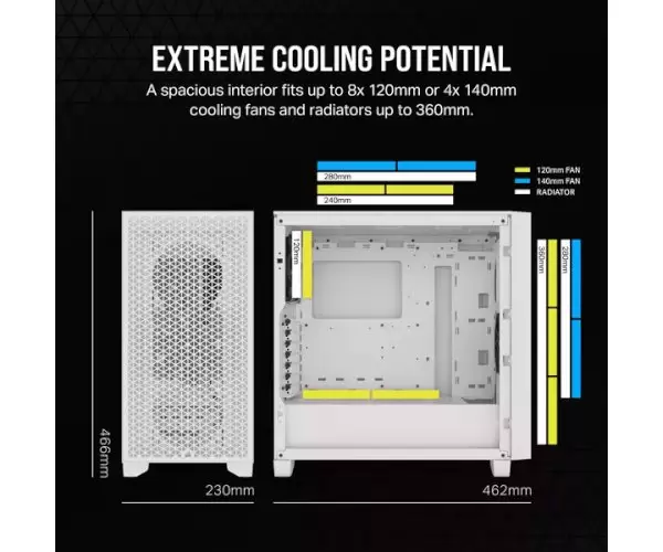 מארז Corsair 3000D AIRFLOW Mid Tower CASE White תמונה 5